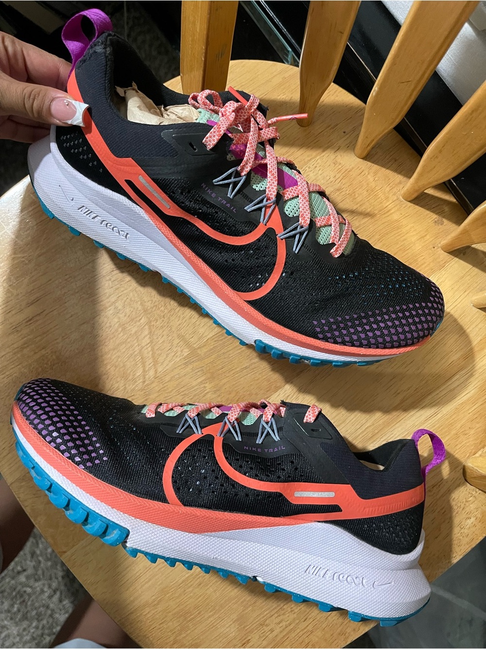 Nike Black Running Shoes with Coral, Purple & Teal Accents